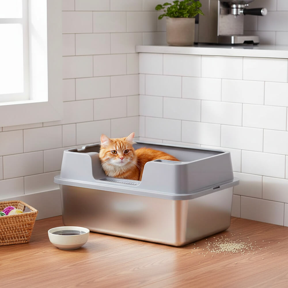 Bac à Litière Chat XXL InoxShield™