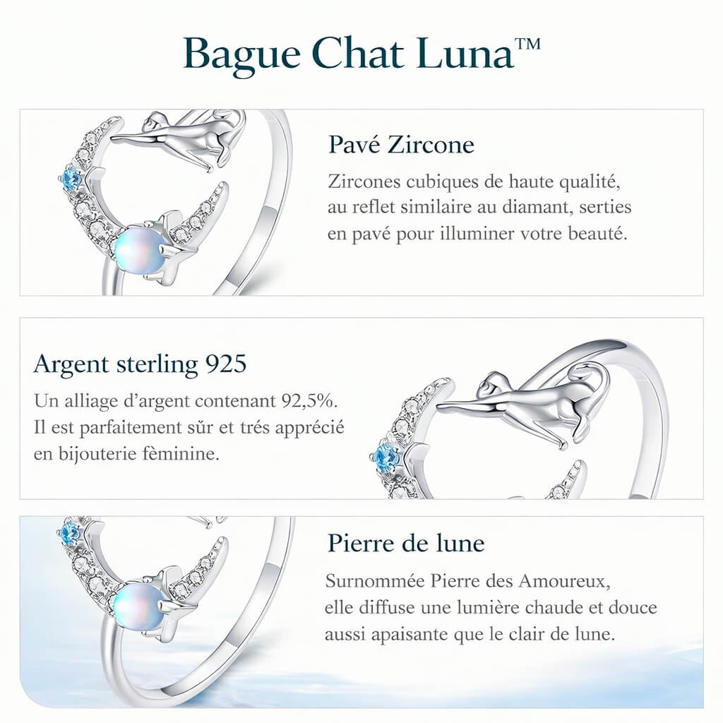 Bague Chat Argent Luna™